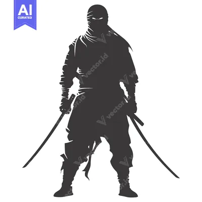 Popular premium asset: Silhouette of a ninja holding two katana swords