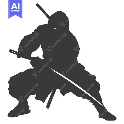 Popular premium asset: Silhouette of a Ninja Holding Two Swords