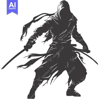 Popular premium asset: Silhouette of a Ninja Warrior Holding a Sword