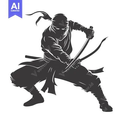 Aset premium populer: A Silhouette of a Ninja Holding a Sword