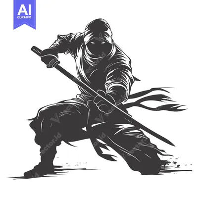 Aset premium populer: A hooded figure wielding a katana, facing the viewer
