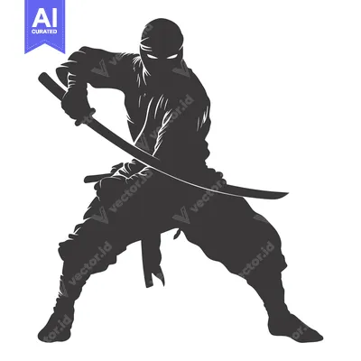 Popular premium asset: A Silhouette of a Ninja Holding a Katana Sword