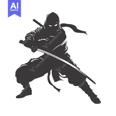 Aset premium populer: Silhouette of a Ninja Holding a Sword
