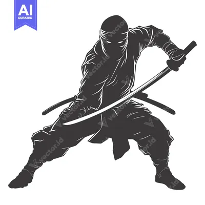 Popular premium asset: Silhouette of a Ninja Holding a Katana Sword