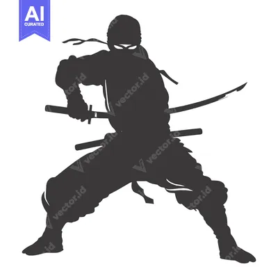 Aset premium populer: Silhouette of a Ninja Holding a Sword