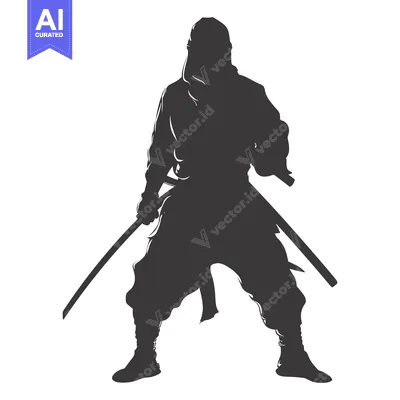 Silhouette of a Ninja Holding Two Swords