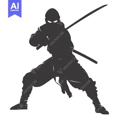Popular premium asset: Silhouette of a Ninja Holding Two Swords in a Fighting Stance