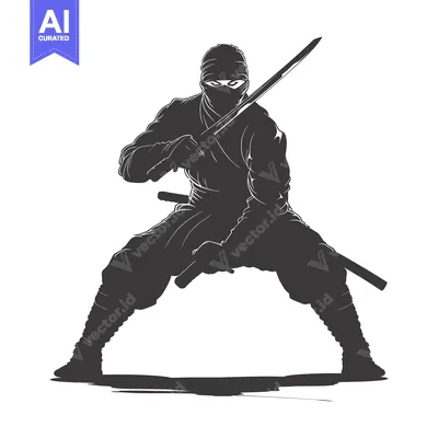 Aset premium populer: A Silhouette of a Ninja Holding a Sword
