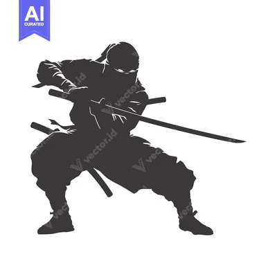 Aset premium populer: A Silhouette of a Ninja Holding Two Swords