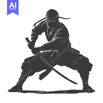 Popular premium asset: Silhouetted Ninja Warrior Holding a Katana Sword in a Fighting Stance