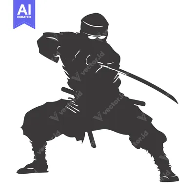 Popular premium asset: A Silhouette of a Ninja Holding a Sword