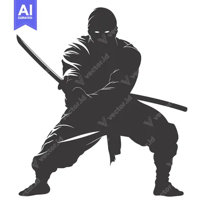 A Silhouette of a Ninja Holding a Katana Sword