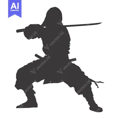 Aset premium populer: Silhouette of a Ninja Holding a Katana Sword