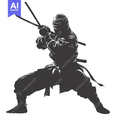 A Silhouette of a Ninja Holding Two Swords