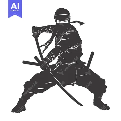 Popular premium asset: Silhouette of a Ninja Warrior Holding Two Swords