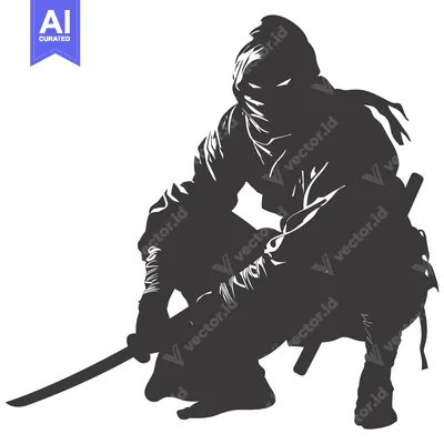 Popular premium asset: A Silhouetted Ninja Crouching With a Katana Sword