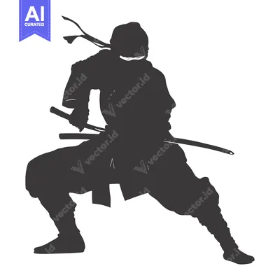 Premium design asset: A Silhouette of a Ninja Holding a Sword