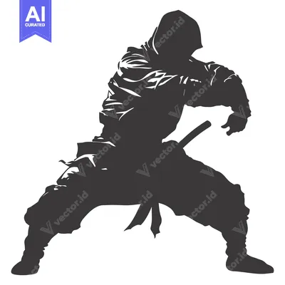 Aset premium populer: Silhouette of a Hooded Figure in a Fighting Stance