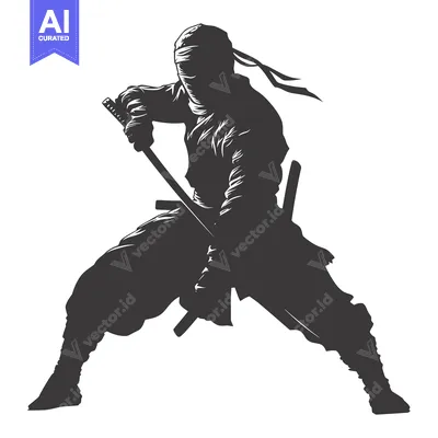Popular premium asset: A Silhouetted Ninja Warrior Holding a Sword