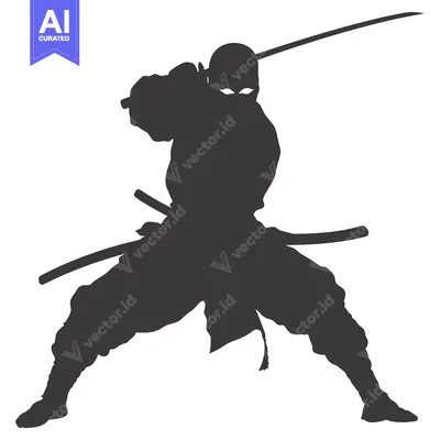 Silhouette of a Ninja Holding a Sword