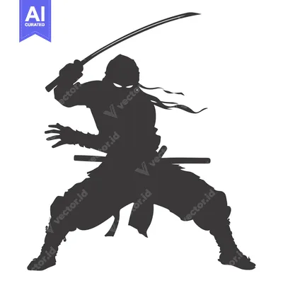 A Shadowy Ninja Figure Holding a Curved Sword