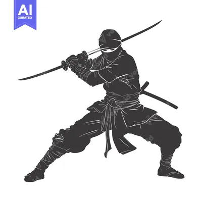 Aset premium populer: Silhouette of a Ninja Holding a Sword