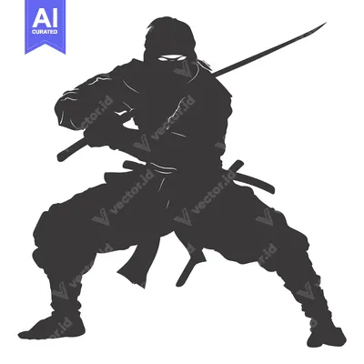 A Silhouette of a Ninja Holding a Sword