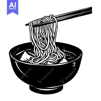 A bowl of noodles being lifted with chopsticks