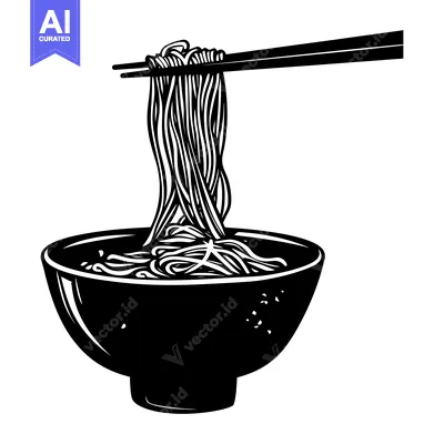 Premium design asset: A bowl of noodles being lifted with chopsticks