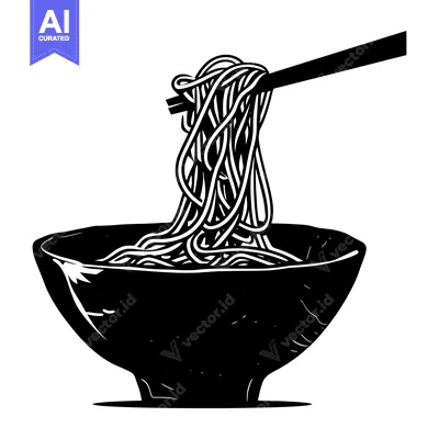 A Bowl of Noodles with Chopsticks Lifting a Strand