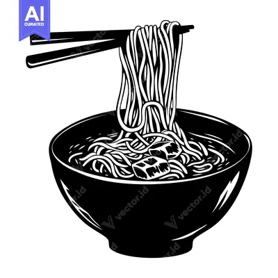 Premium design asset: A Bowl of Noodles with Chopsticks and Broth