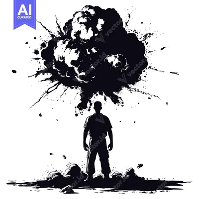 A Man Standing in the Aftermath of an Explosion