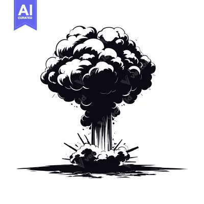 Aset premium populer: Black and White Silhouette of a Nuclear Explosion