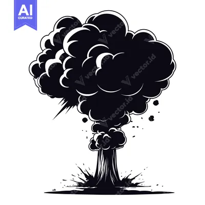 Aset premium populer: Black and White Illustration of an Exploding Mushroom Cloud