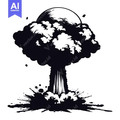 Popular premium asset: Black and White Illustration of an Explosion with a Mushroom Cloud