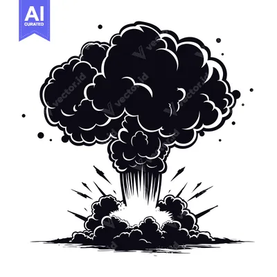 Popular premium asset: Black and White Cartoon Illustration of an Explosion