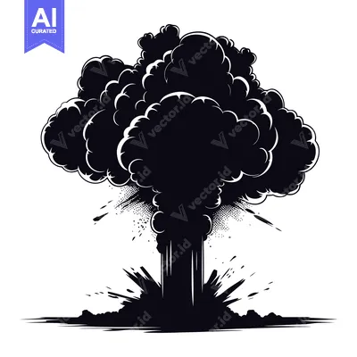 Aset premium populer: Black and White Silhouette of an Explosion