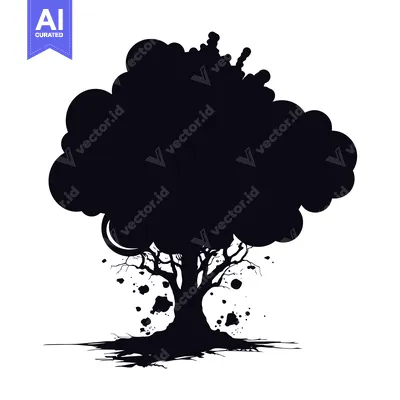 Popular premium asset: Silhouette of a Tree with Abstract Branches and Roots