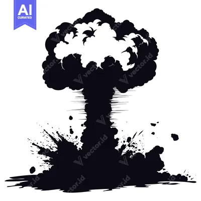 A Black and White Silhouette of an Explosion