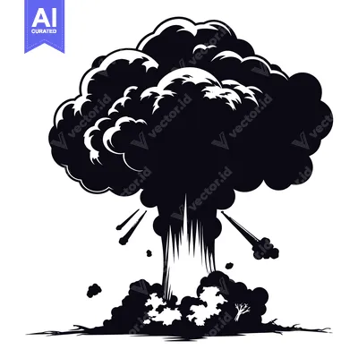 Premium design asset: Black and White Silhouette of a Mushroom Cloud Explosion