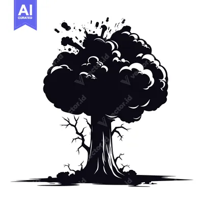 Black and White Silhouette of a Mushroom Cloud