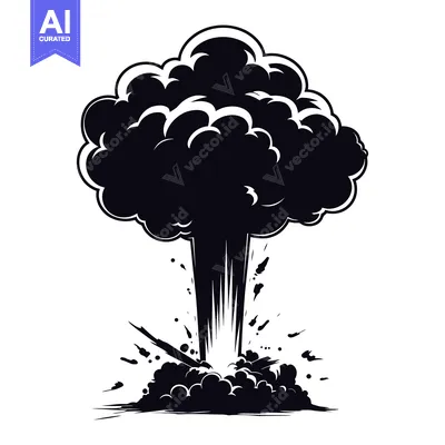 Aset desain premium: Black and White Illustration of a Cartoon Explosion