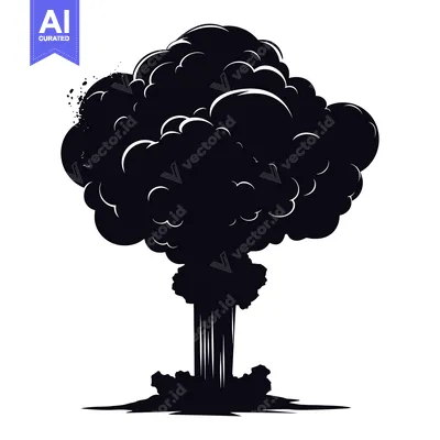 Popular premium asset: Black and white silhouette of an atomic explosion