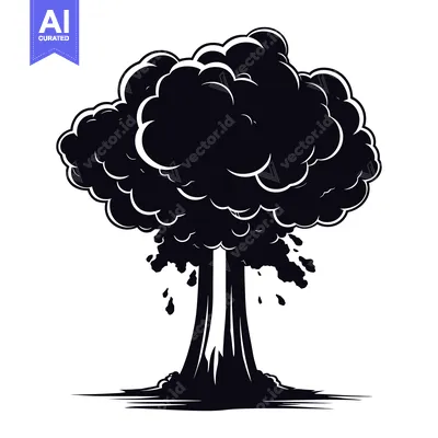 Black and White Silhouette of a Mushroom Cloud