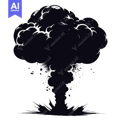 Aset premium populer: Black and White Silhouette of an Explosion