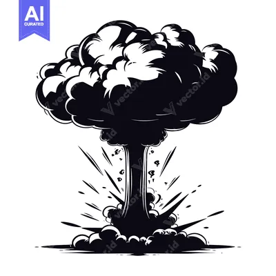 Aset premium populer: Black and White Illustration of a Cartoon Explosion