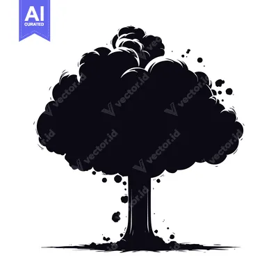 Black and White Silhouette of a Nuclear Explosion