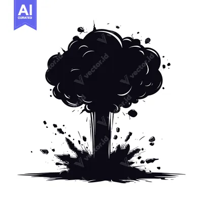 A Black and White Silhouette of an Explosion