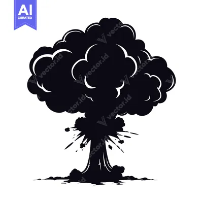 Aset desain premium: Black and white silhouette of a cartoon explosion