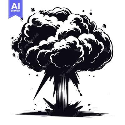 Premium design asset: Black and White Illustration of a Comic Book Explosion